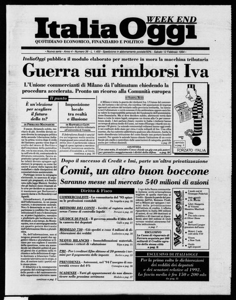 Italia oggi : quotidiano di economia finanza e politica